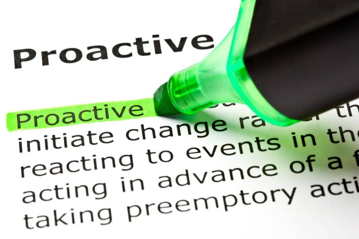 A highlighter highlighting the word proactive