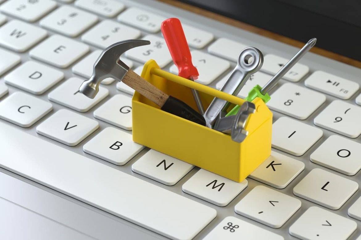 A toolbox on top of a keyboard